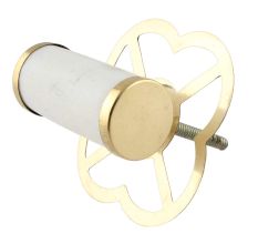 White Round Stone Gold Cabinet Knobs